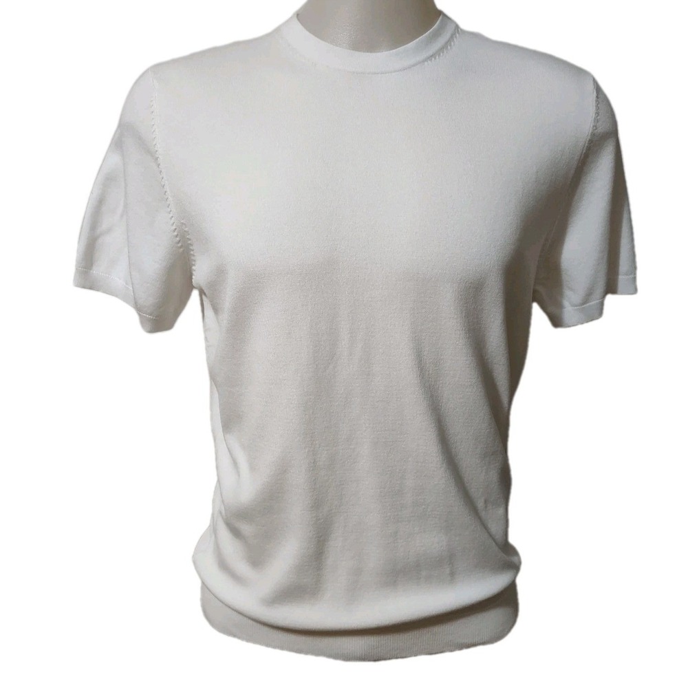 T Shirt Porter & Ash White Medium Mens Normcore Minimalist Streetwear Knit Top